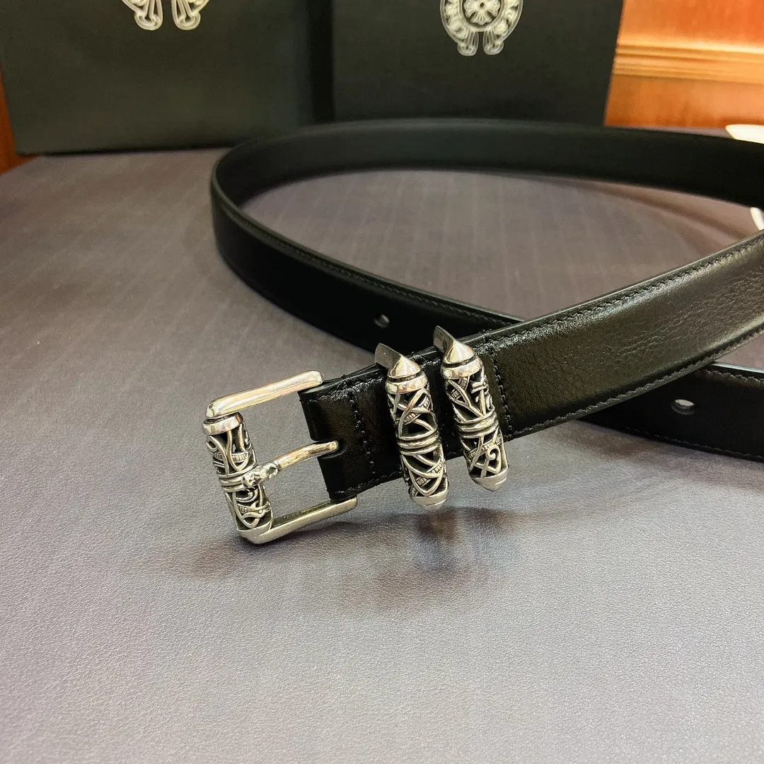 𝐂𝐡𝐫𝐨𝐦𝐞𝐇𝐞𝐚𝐫𝐭𝐬 Kroxin rotating roller Celtic dragon pin buckle belt [fixed style], brass silver-plated hardware and imported wax leather belt, very cool. Width 3.0 cm p520